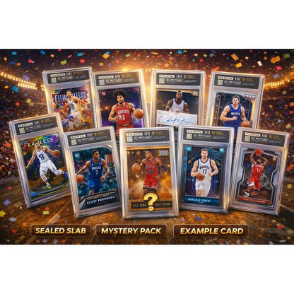 Basketball Random Card in Vanity Slab Display – Mystery Collectible with Rookies, Stars, Inserts & Signature-Style Cards | Panini & Topps | Premium Gift for Basketball Fans & Collectors