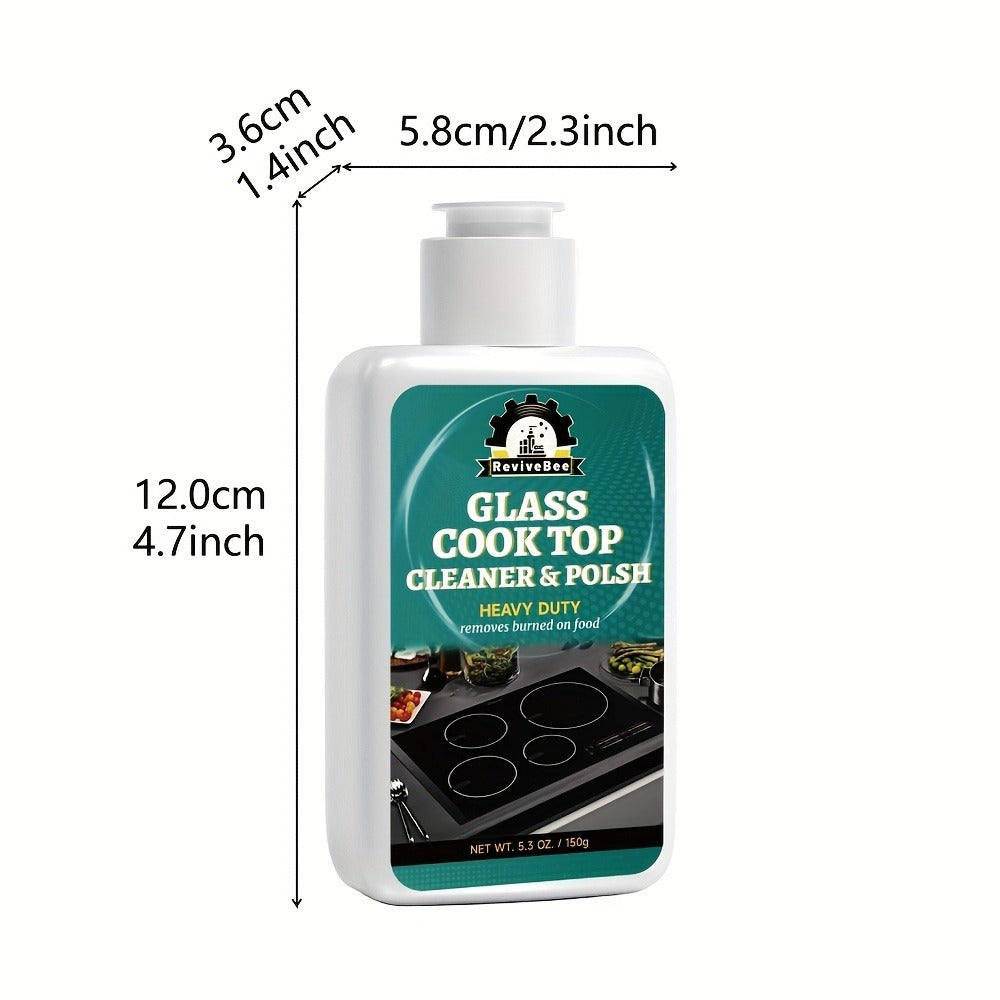 Glass Cooktop Cleaner and Polish – Powerful Stain Remover, Removes Oil Film, Water Spots & Burnt-On Residue, Long-Lasting Surface Protection for Ceramic & Induction Cooktops – 5 Pack Value Set