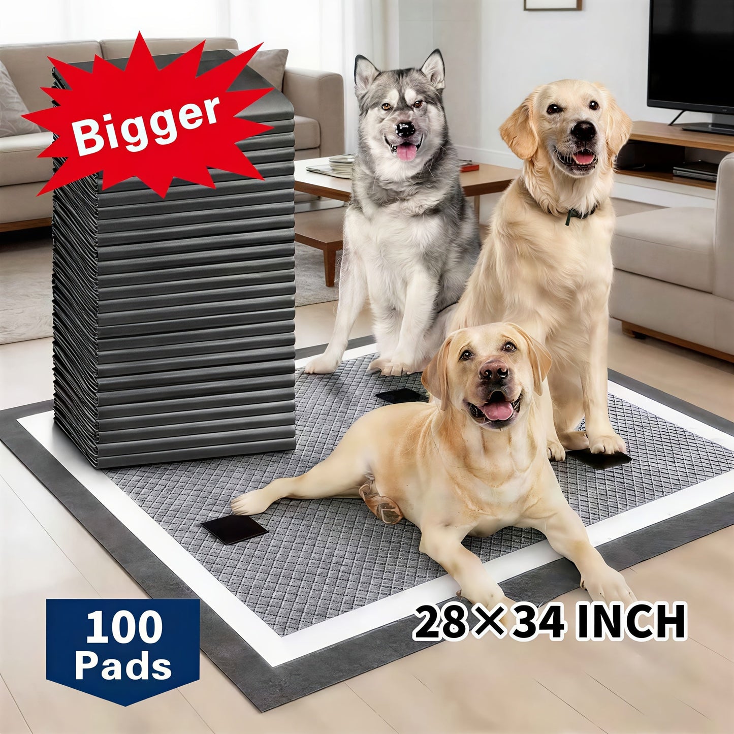 Dog Pee Pads Super Absorbent - Thickened Bamboo Training Pads for Medium & Large Dogs, XL & XXL Puppy Pads for Indoor Use, Camping & Adult Bed Care