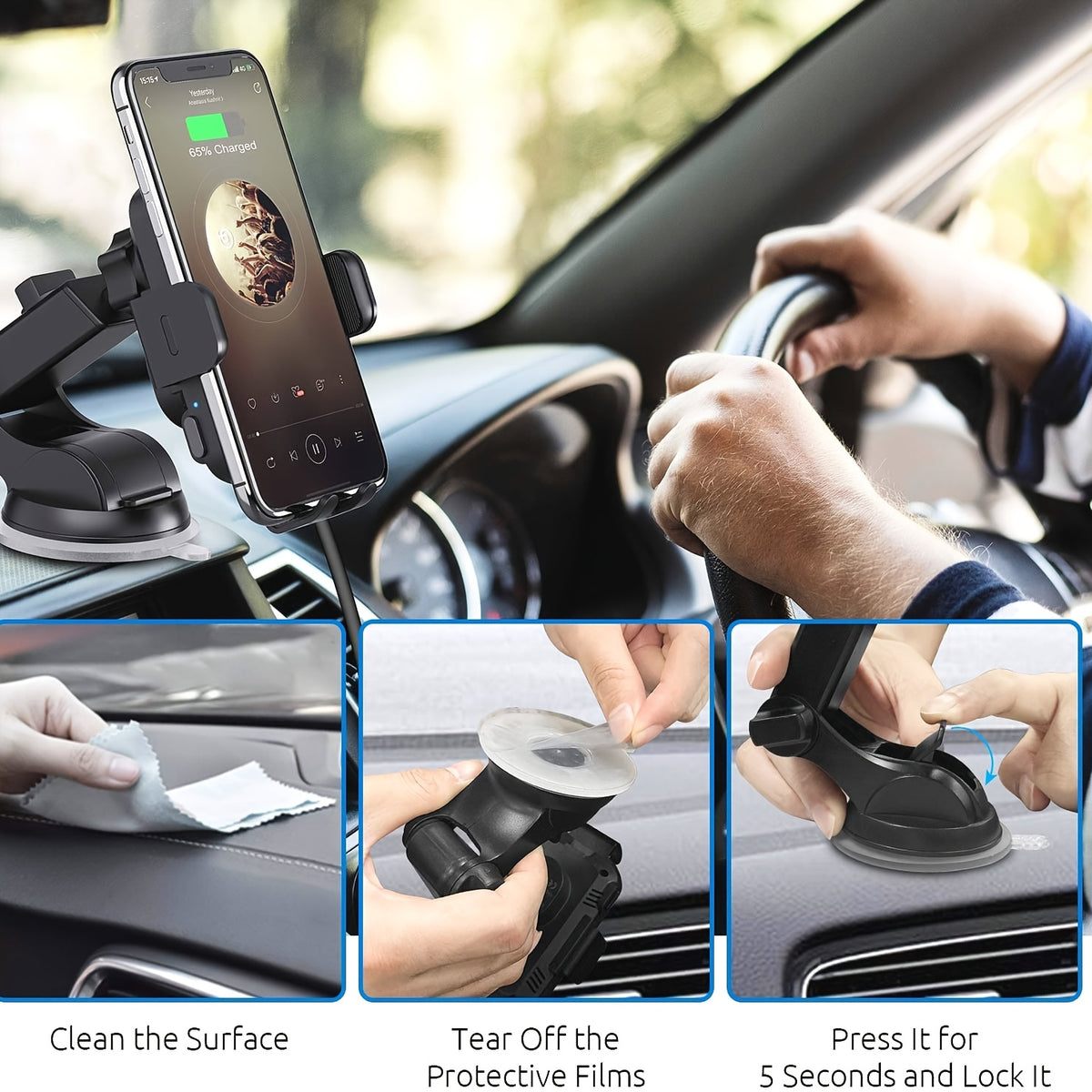 Wireless Car Charger, 15W Fast Charging Auto Clamping Car Charger Phone Mount Phone Holder for 15 14 13 12 11 Pro Max Xs, S23 S22 S21, S20, S10+ Fathers Day Gift for Mom Dad