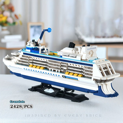 Cruise Ship Building Blocks Model 2428 Pcs – Technic Mini Brick Advanced Construction Set Home Decor Display for Adults Teens Ship Enthusiasts Christmas Birthday Gift