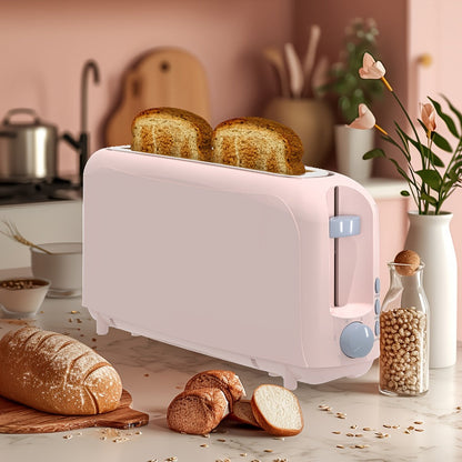 2 Slice Slim Toaster with 6 Shade Settings, Cancel Reheat Defrost Functions, Removable Crumb Tray – Compact 750W Bread Toaster for Kitchen Counter, Fits Bread Waffle Bagel