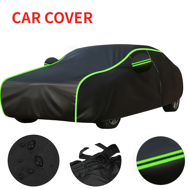 High-Grade Polyester Car Cover - Comprehensive Protection, Sun Protection, Thickened Rain And Snow Protection - Suitable for Most Vehicle Models, Black Outdoor Car Cover, Thickened Car Cover, for Vehicle Protection