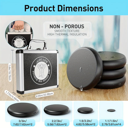 Basalt Hot Stone Massage Kit 10 Pcs with Heater Temperature Control Professional Spa Stones Set for Full Body Back Neck Legs Muscle Relief Therapy at Home or Salon