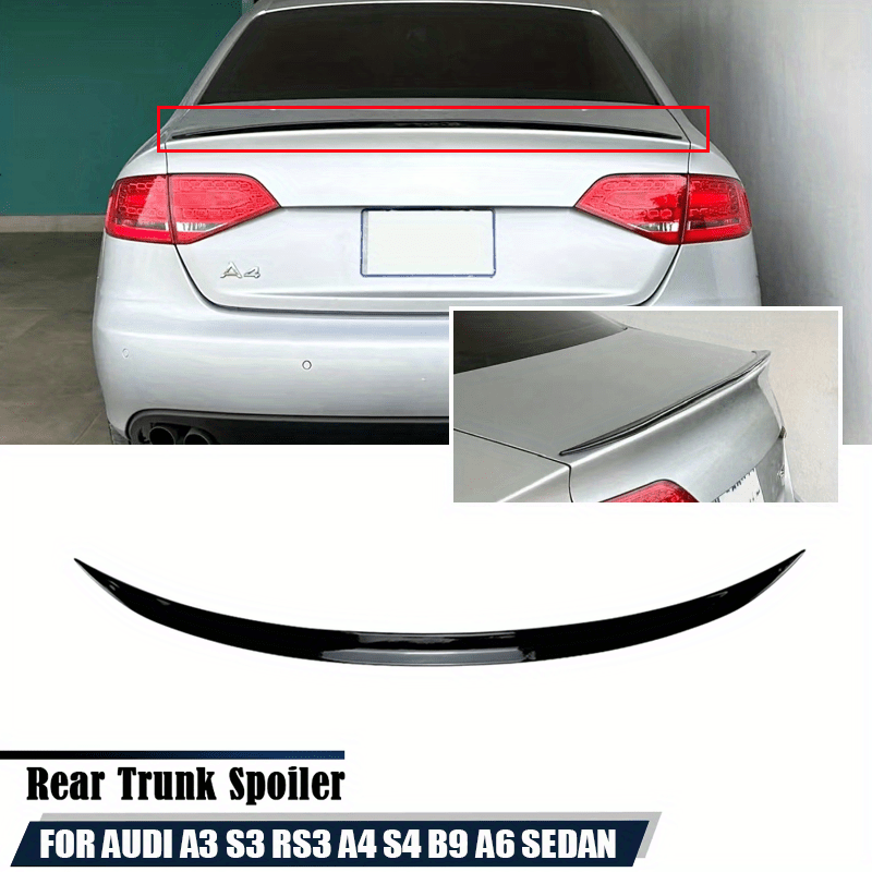 Polished Rear Wing Trunk Spoiler Lip Kit for Audi A3 S3 RS3 A4 S4 B9 A6 Sedan - PVC Body Kits, High-Quality End, Easy Installation, Lip Spoiler Kit