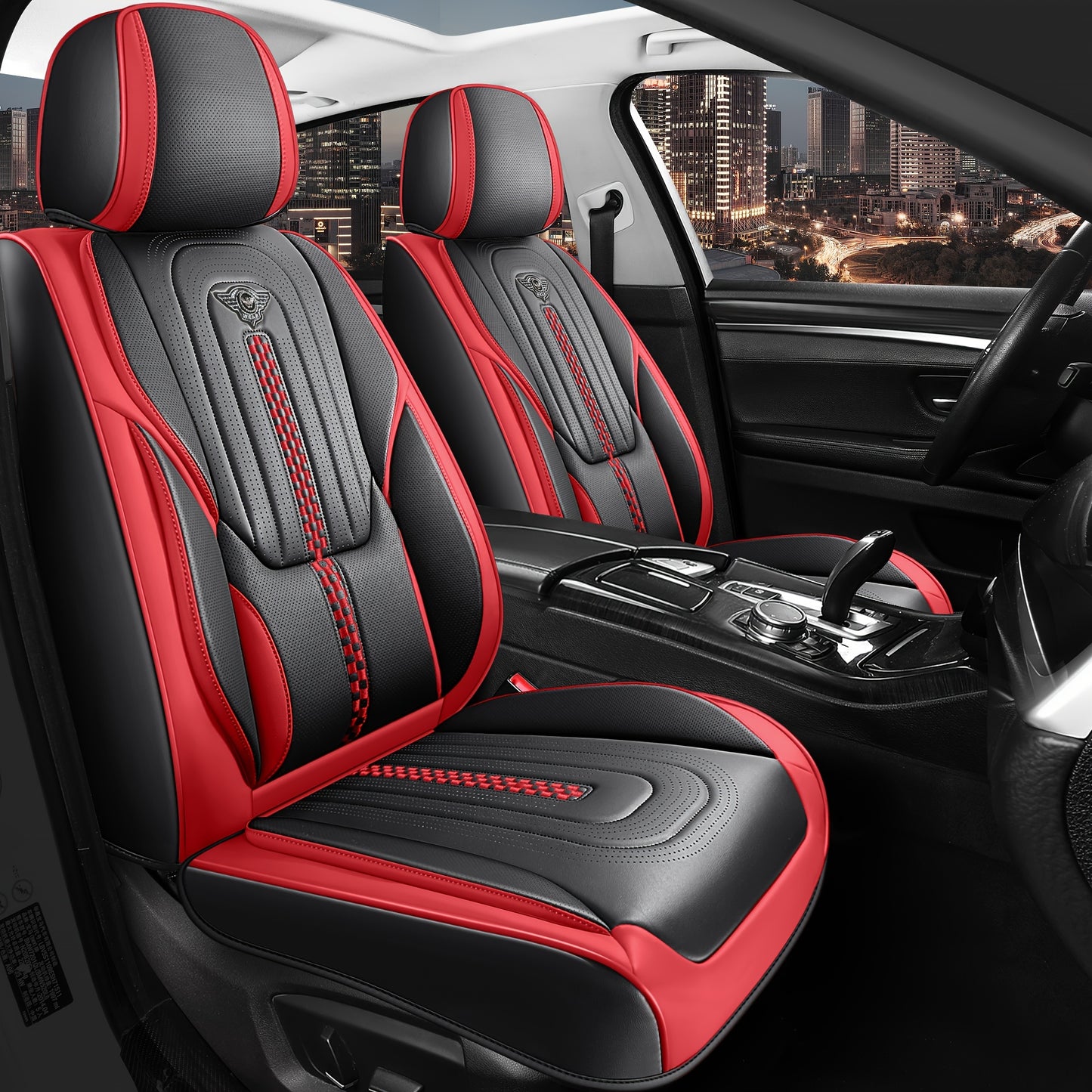 Red Rain Car Seat Cover Synthetic Leather Seat Cover Full Enclosure Comfortable Car Seat Cover Fit Most Cars Sedan Truck SUV