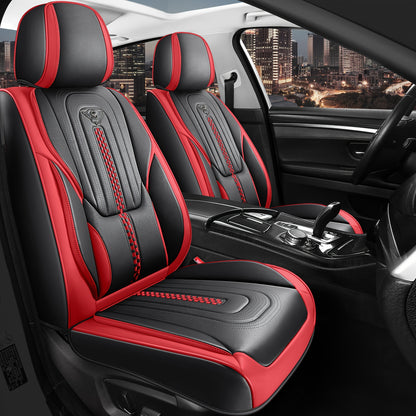 Red Rain Car Seat Cover Synthetic Leather Seat Cover Full Enclosure Comfortable Car Seat Cover Fit Most Cars Sedan Truck SUV