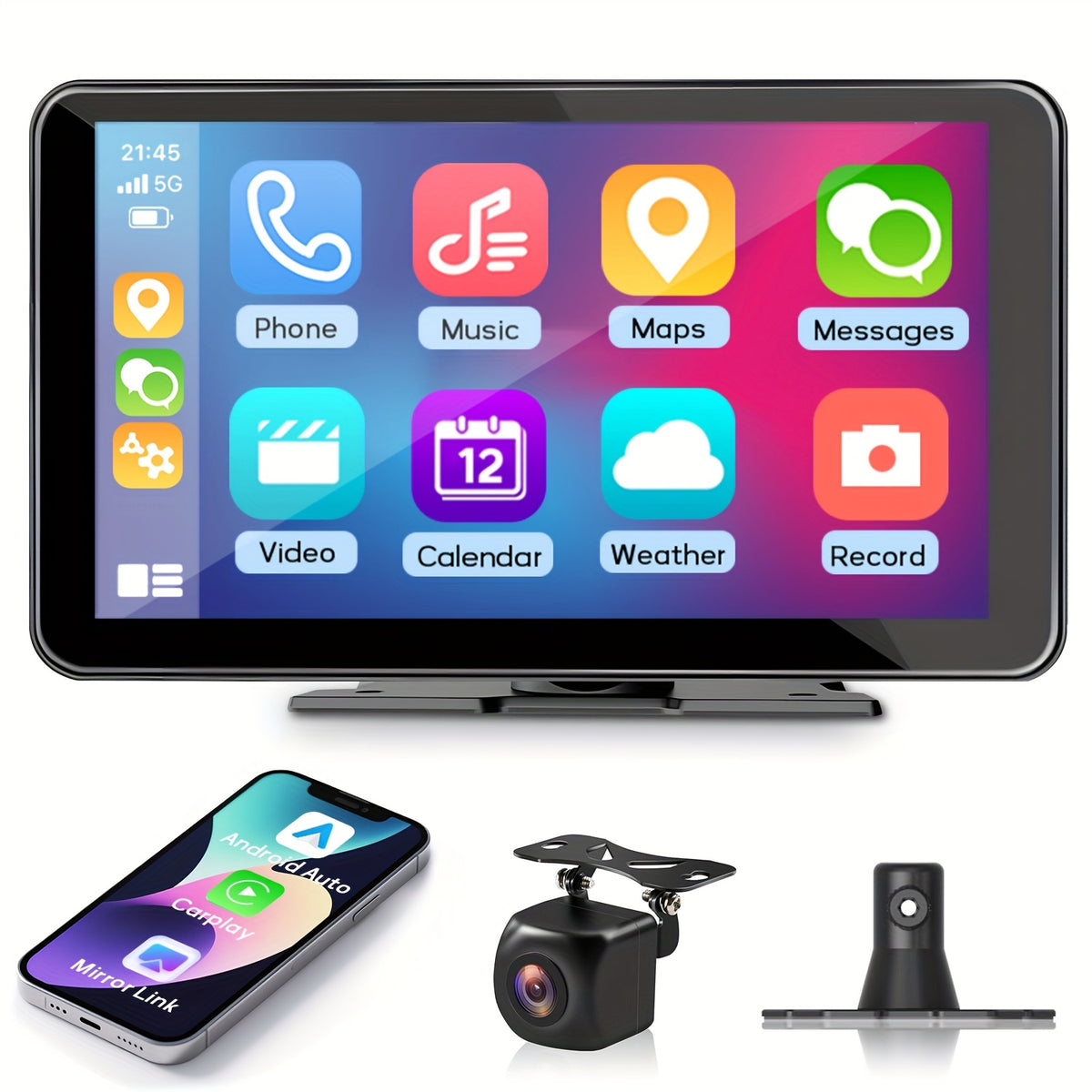 Introducing The Latest 10.26-Inch Wireless Car Display, Equipped with Integrated Car Audio, a Touchscreen Interface, a 720P HD Backup Camera, a Dashcam, Wireless Connectivity, GPS Navigation