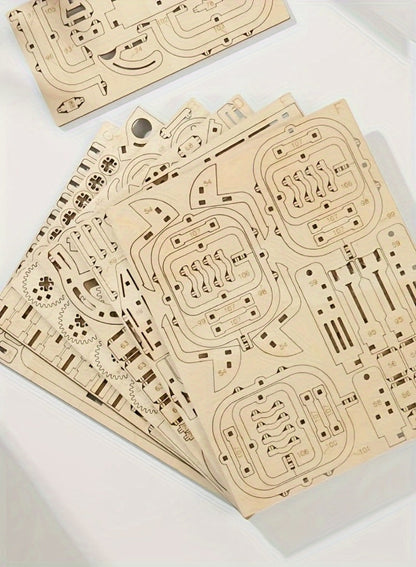 Wooden Ball Track Puzzle Model Kit – STEM Engineering Building Set for Adults & Teens, Kinetic Marble Run Expansion Sets A & B, Brain Teaser DIY Craft, Unique Birthday Gift for Men Women