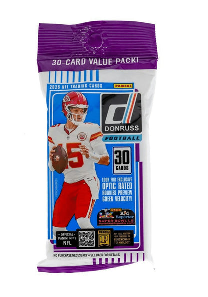 2025 Panini Donruss Football Holiday Tin + Jumbo Value Pack Bundle – 3 Exclusive Press Proof Purple Cards, 400-Card Base Set, Gridiron Kings & Rookie Hits for NFL Collectors