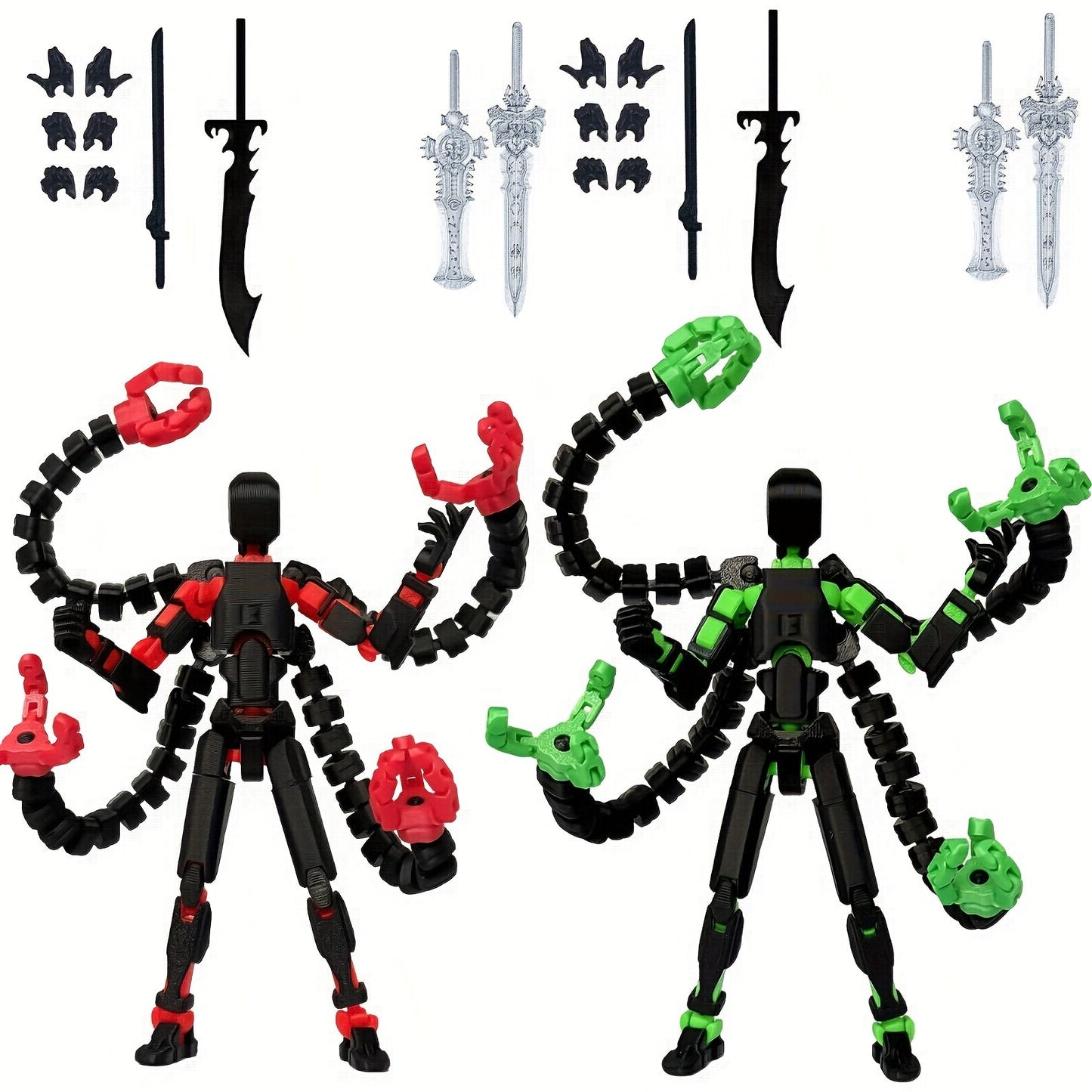 2pcs T13 Multi-Joint Action Figure Robot Set – 3D Printed Articulated Nova T-13 Mobile Robot Doll Desktop Decoration Game Enthusiast Collector Toy