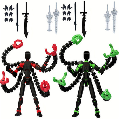 2pcs T13 Multi-Joint Action Figure Robot Set – 3D Printed Articulated Nova T-13 Mobile Robot Doll Desktop Decoration Game Enthusiast Collector Toy