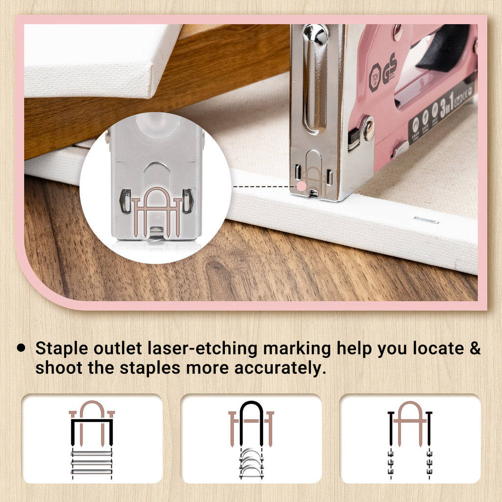 Heavy-Duty 3-in-1 Manual Staple Gun & Brad Nailer Kit with Staple Remover - Suitable for Upholstery, Carpentry,, Crafting - Brad Nailer Suitable for, Workshops, Furniture Repair,