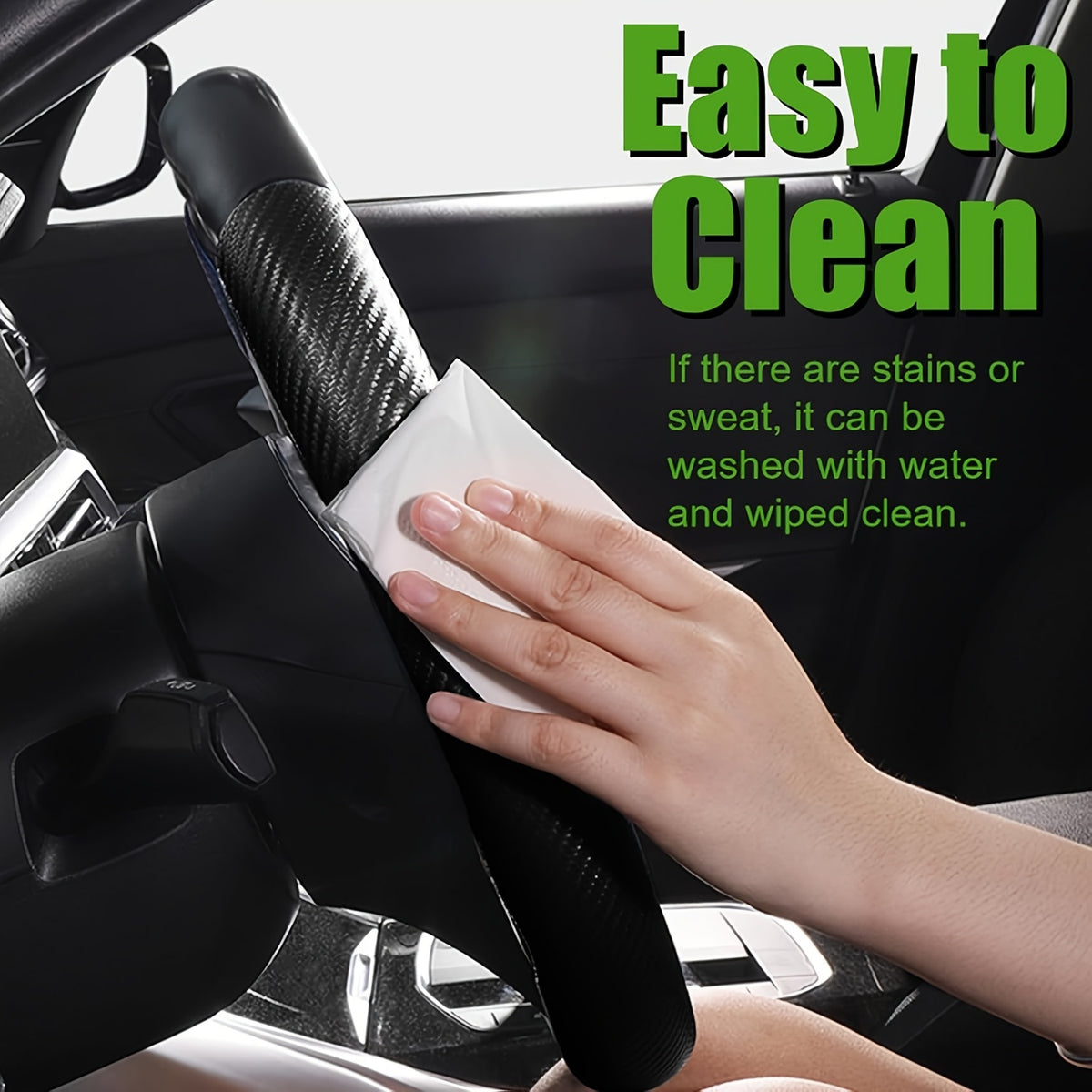 3pcs Carbon Fiber Car Steering Wheel Cover Anti-Skid Segmented Steering Wheel Protector Universal Carbon Fiber Steering Wheel Cover High-Grip ABS Resin Snap-On Design No Inner Circle Sleek Automotive Steering Wheel Protection
