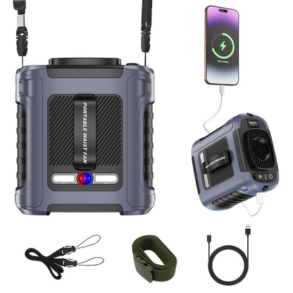 Wearable Neck Fan Rechargeable 10000mAh, 5-in-1 Portable USB Fan 22000RPM Brushless Motor, 5 Wind Speeds, LED Power Indicator, Built-in Flashlight, Hands-Free for Camping Hiking Fishing Outdoor Indoor