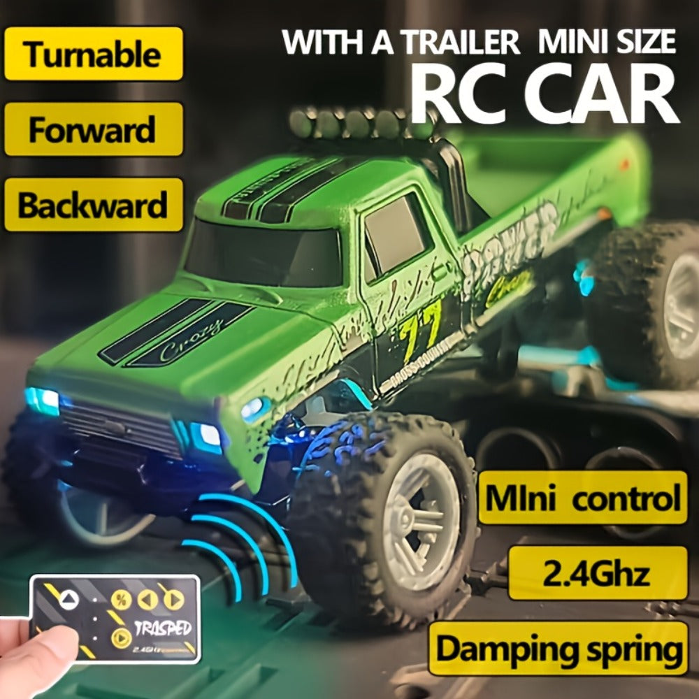 1:64 Scale Mini RC Car Alloy Off-Road Truck with Shock Absorbers – Pocket-Sized Remote Control Car for Boys Ages 6 7 8 9 10, Birthday Christmas Halloween Gift (Gray/Teal/Blue/Mixed)