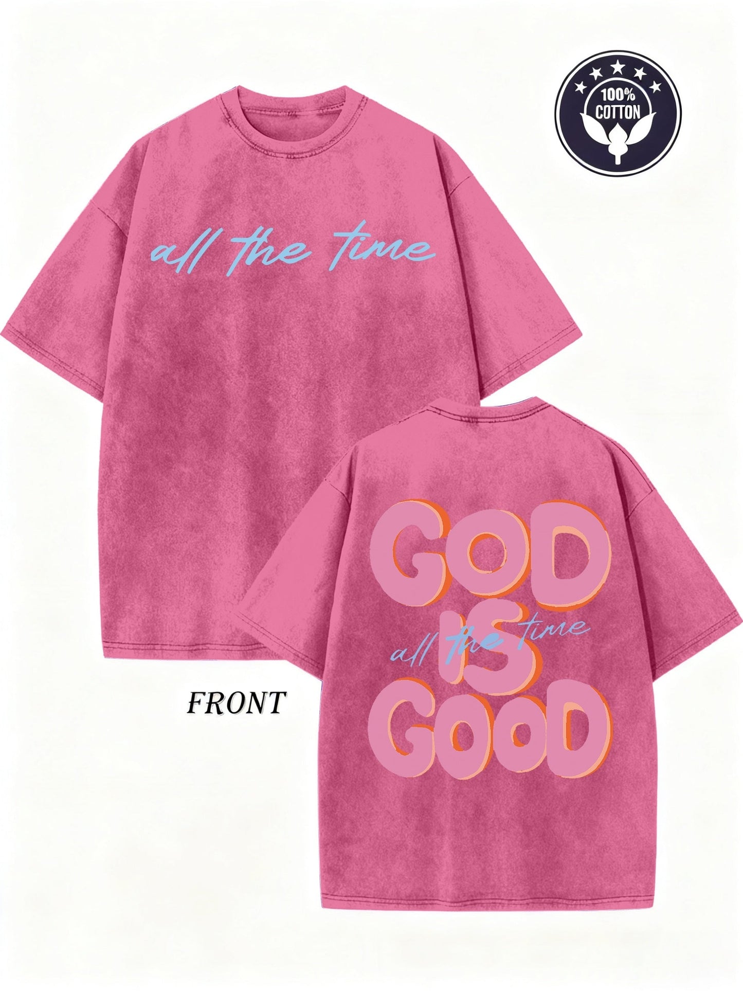 Unisex God Is Good Graphic T-Shirt - 250G Washed Double-Sided Print