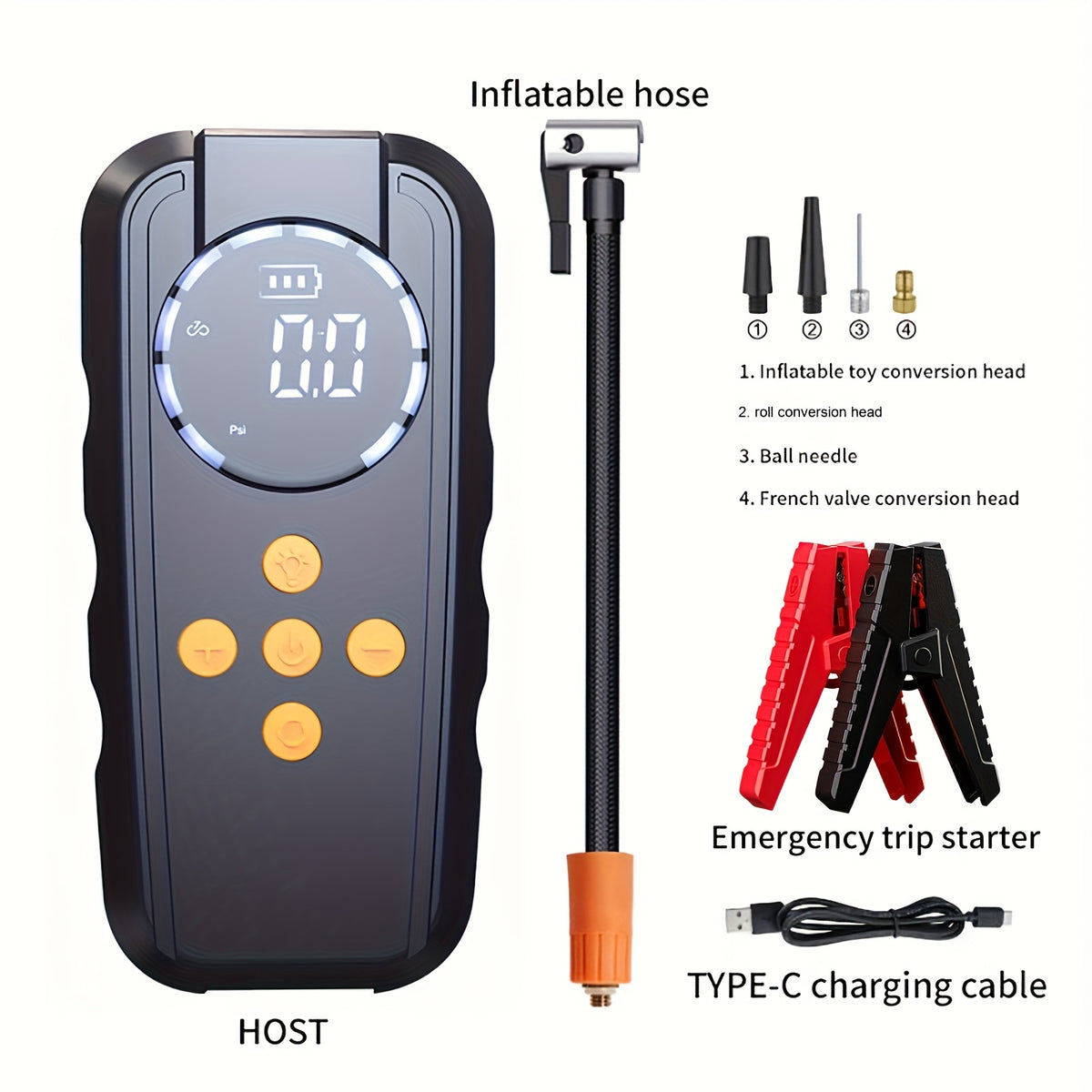 Outdoor Tent Inflator, Air Mattress Inflator, Inflatable Boat Inflator, Car Emergency Starting Power, Car Tire Inflator, Suitable for Inflatable Boats, Air Mattresses, Tents, Cars, Motorcycles, Bicycles, Balls, Outdoor Camping Rescue Equipment