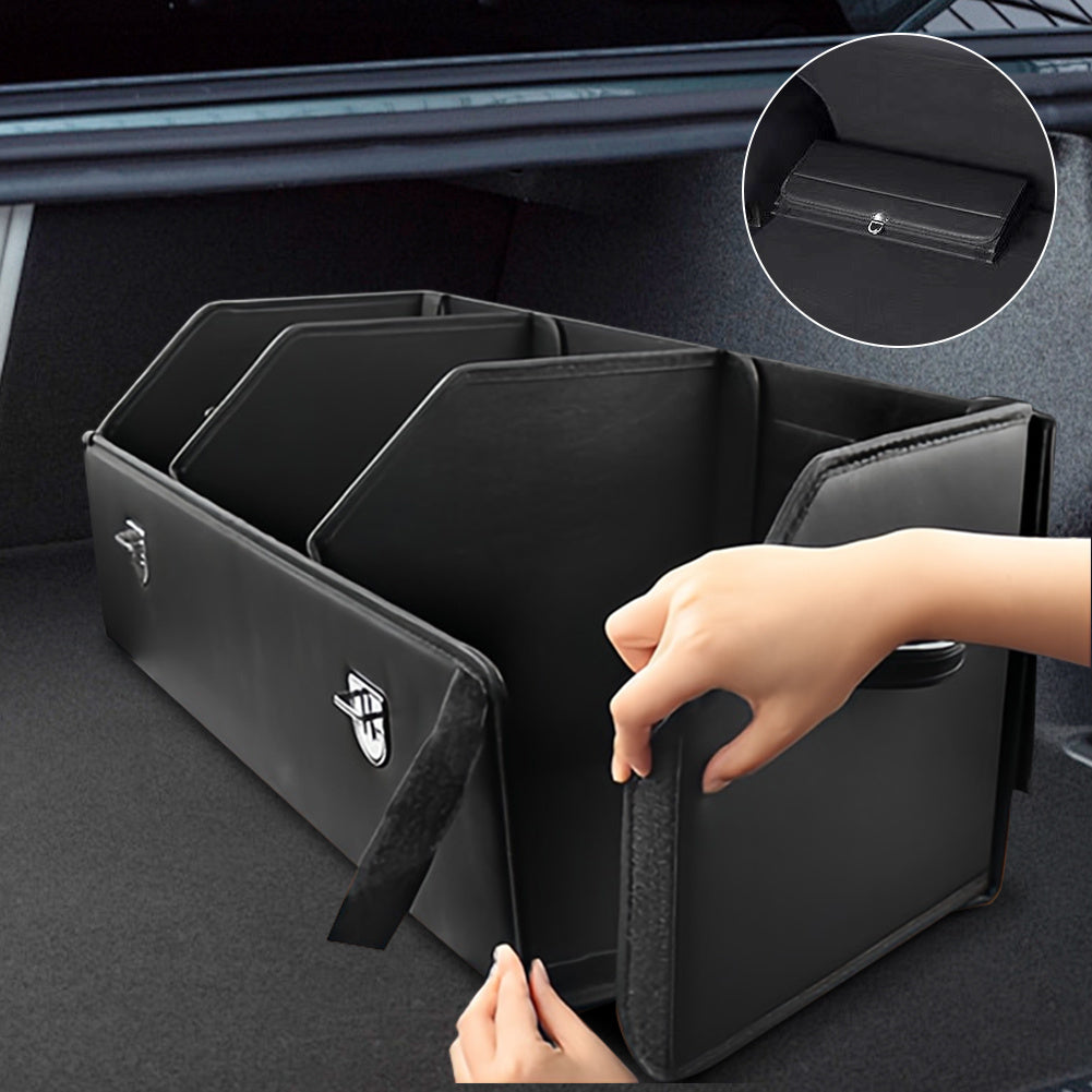 Car Trunk Storage Box PU Leather Auto Multiues Tools Storage Box Large Capacity Folding Auto Organizer Box for SUV Cars Stowing Tidying