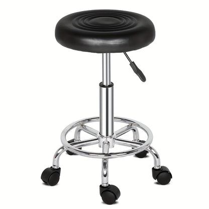 Saddle & Round Salon Stool with Backrest 360-Degree Swivel — Adjustable Height Professional Chair for Salon, Spa, Barber, Kitchen & Bistro, Black & White, 2 Styles