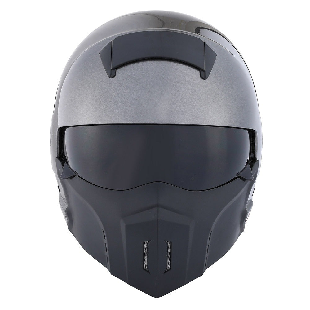 Convertible Motorcycle Helmet Full Face & Open Face 2-in-1 – Detachable Visor, Face Mask & Smoked Shield, Aerodynamic Thermoplastic Shell, Classic Style, Adult S/M/L/XL