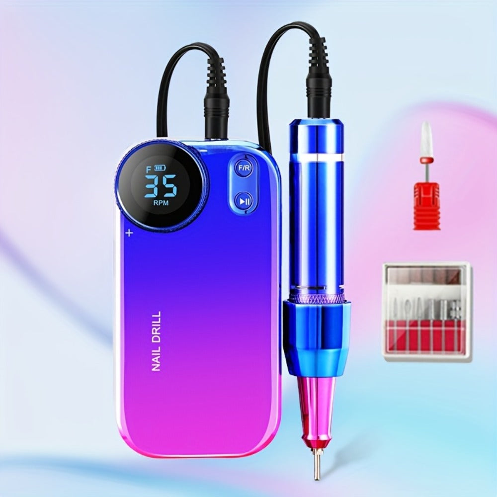 Electric Nail Polisher & Buffer Rechargeable High Power — Professional Manicure Pedicure Machine for Nail Buffing Polishing Dead Skin Callus Removal, Cordless Nail Shine Tool for Home & Salon, 5 Colors