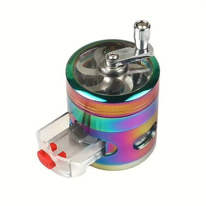 Spice Grinder 4-Layer Hand Crank Metal Herb Grinder – Colorful Rainbow Multifunctional Spice Crusher for Kitchen, Manual Spice Mill, Kitchen Gadget Gift