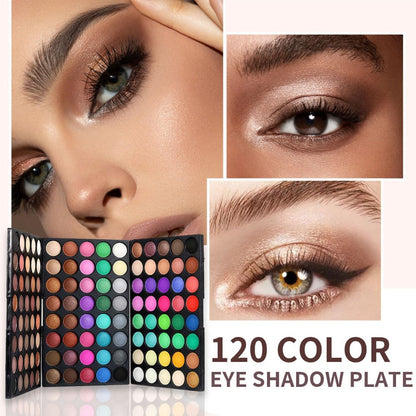120 Color Eyeshadow Palette with 6 Makeup Brushes Shimmer Matte Multi Color Eye Shadow Kit for Stage Cosplay Halloween Party Daily Glam Women Gift