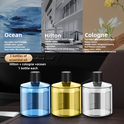 Car Fragrance Diffuser Refill Liquid – 5 Bottles 1.69oz Each, 5 Scents (Hilton, Gardenia, Osmanthus, Ocean, Cologne), Car Air Freshener Refill for Smart Rechargeable Diffuser