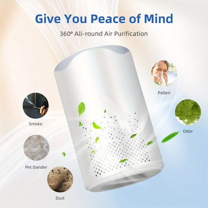 HEPA Air Purifier for Bedroom with Silent Sleep Mode | USB Plug-In Compact Air Cleaner, Removes Smoke, Allergens & Pet Odors, Scented Sponge Aromatherapy | Includes 1 Replacement Filter