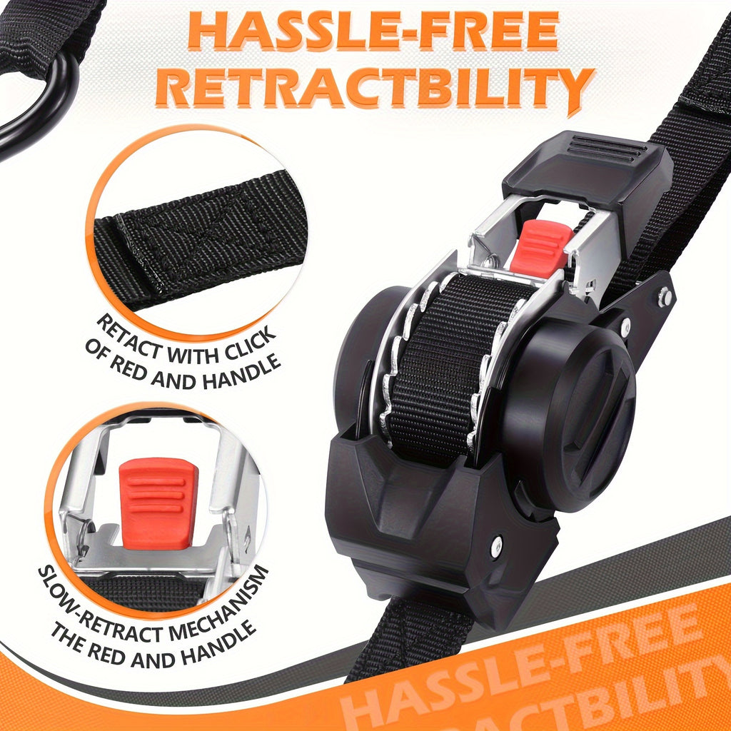 Automatic Retractable Ratchet Strap, Speed Control for Retrieval, Available in 2 Specifications, Hook Lock And Storage Bag for Securing Goods, Motorcycle Transportation And Towing, The Best Gift Choice for Christmas And Festive Occasions