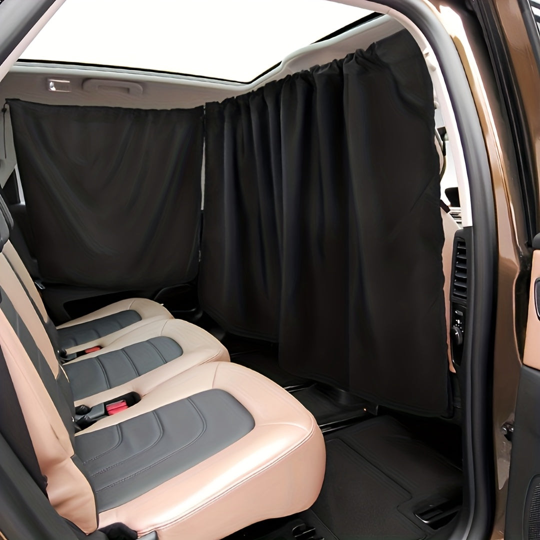 Set of 4 Car Window Shades, 2 Privacy Divider Curtains & 2 Side Window Covers, Wide Sedan SUV Sunshade Screen Covers for Travel Camping Nap Sleeping.