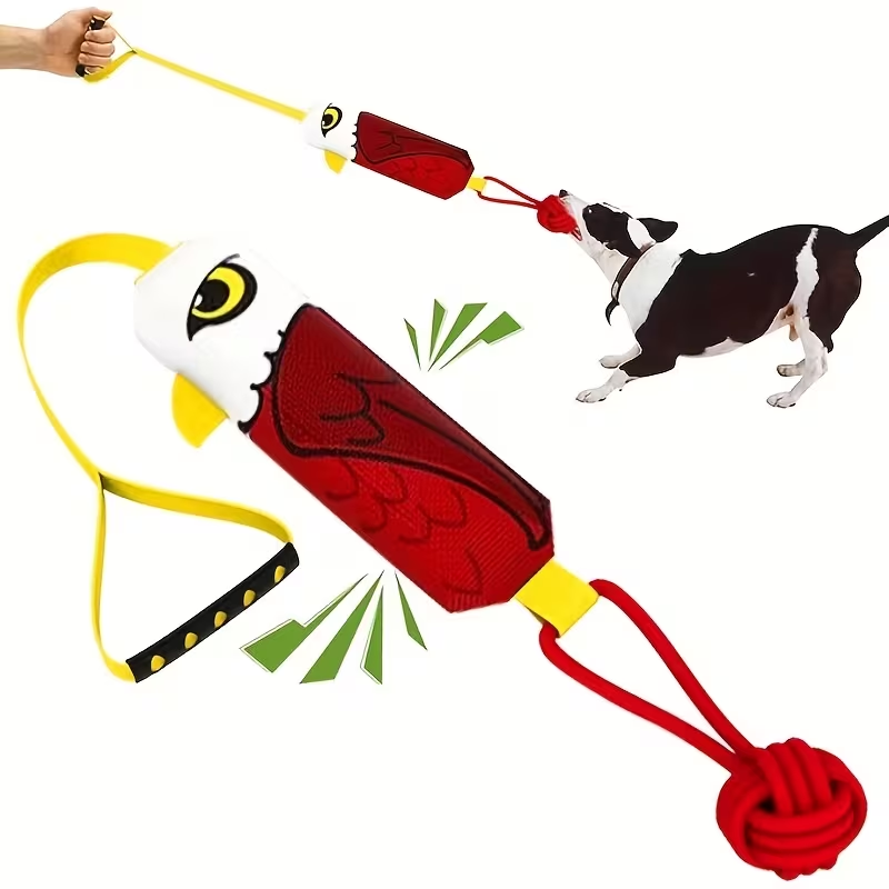 Dog Tug Rope Toy with Knotted Ball & Squeaker Interactive Tug-of-War Chew Toy for Medium Large Dogs - Training Rope Ball Toy in Corn Eagle Shark Camouflage Designs