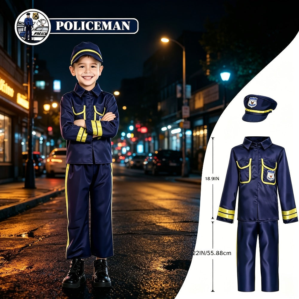 Kids Dress Up Costumes Set 4-in-1 – Firefighter, Police, Astronaut & Doctor Role Play Clothes for Boys Girls Ages 3-6, Birthday Christmas Halloween Career Day Gift