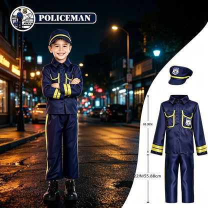 Kids Dress Up Costumes Set 4-in-1 – Firefighter, Police, Astronaut & Doctor Role Play Clothes for Boys Girls Ages 3-6, Birthday Christmas Halloween Career Day Gift