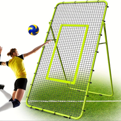 Volleyball Rebounder Net 7x4ft Adjustable Angle – Portable Steel Frame Training Rebounder with High-Tension PE Netting & 24 Elastic Cords for Volleying Bumping Spiking Practice – Solo & Team Drills