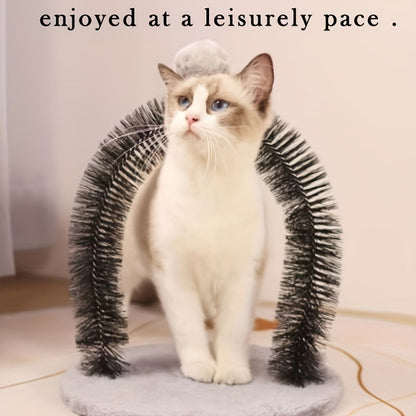 Cat Arch Self-Grooming Toy with Massage Bristles – Interactive Scratch & Groom Station for Cats and Kittens, Stimulating Rubbing Arch, Stress Relief & Hair Removal