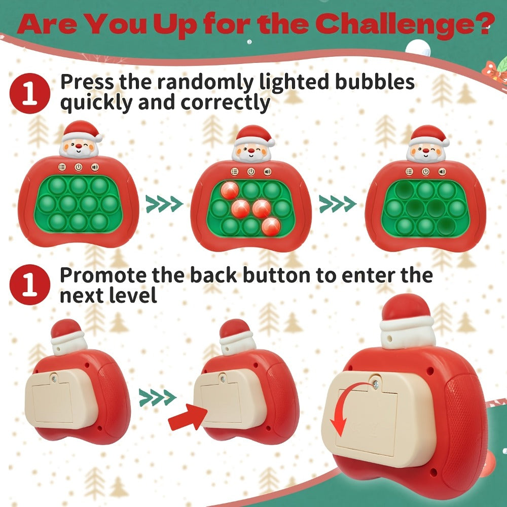 Santa Claus Pop Up Brain Game Toy for Kids – Interactive Click Music Memory Training Toy to Boost Focus Logic Animal Shaped Christmas Gift for Boys Girls