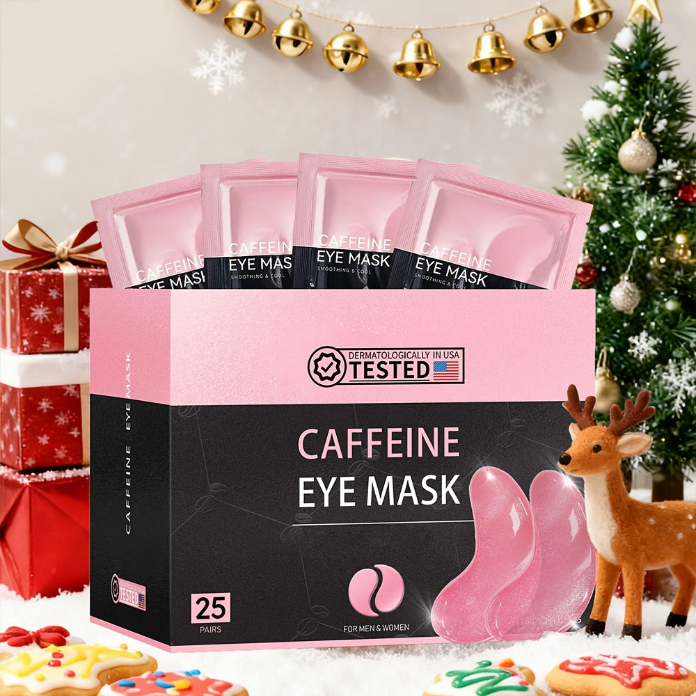 Caffeine Under Eye Patches 25 Pairs – Collagen Gold Eye Mask Reduces Dark Circles Puffiness Eye Bags Fine Lines Anti-Wrinkle Hydrogel Hydrating All Skin Types Spa Skincare Gift 20 Min