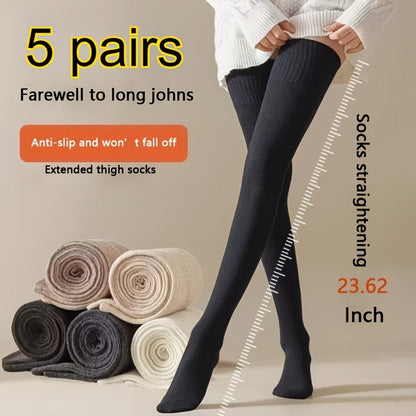 Unisex Thermal Knee-High Socks - 5-Pair Pack