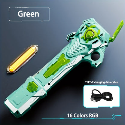 RGB Light-Up Saber Toy 16 Colors Rechargeable Light Sword with Gravity Sensor & Sound Effects – 2-in-1 Flashing Space Sword for Kids Boys Girls | Best Birthday Christmas Gift