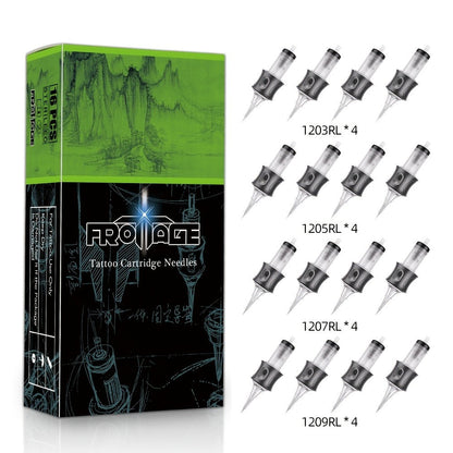 Tattoo Cartridge Needles 16pcs Froinage Mixed Models High Transparency Tips Secure Assembly Adjustable Threading Sterile Disposable for Tattoo Pen Machine Beginners Artists PMU