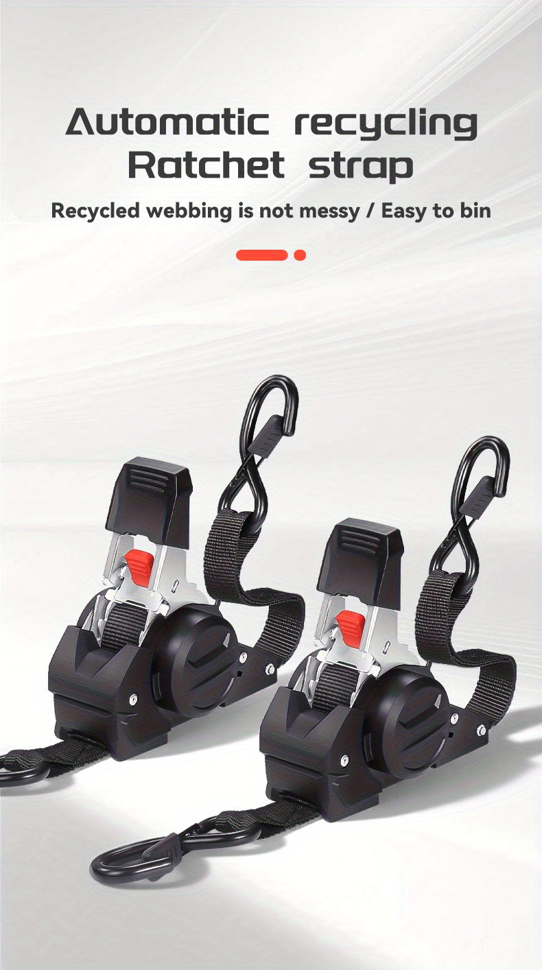 Automatic Retractable Ratchet Strap, Speed Control for Retrieval, Available in 2 Specifications, Hook Lock And Storage Bag for Securing Goods, Motorcycle Transportation And Towing, The Best Gift Choice for Christmas And Festive Occasions