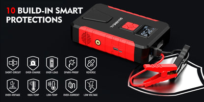 Portable Jump Starter with Air Compressor – 15000A-19000A Peak 350PSI 12V 17-in-1 Car Battery Jump Starter, Digital Display, LED Light & Smart Clamp for Cars Trucks SUVs