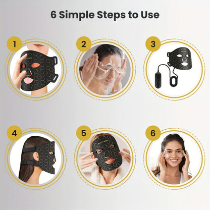 LED Face Mask – 7-in-1 Red Light Therapy for Face & Neck, 93+80 LED Beads, Separate Silicone Applicator, 1800mAh Rechargeable, Adjustable Color Brightness & Timer, Anti-Aging Skin Care Gift for Women