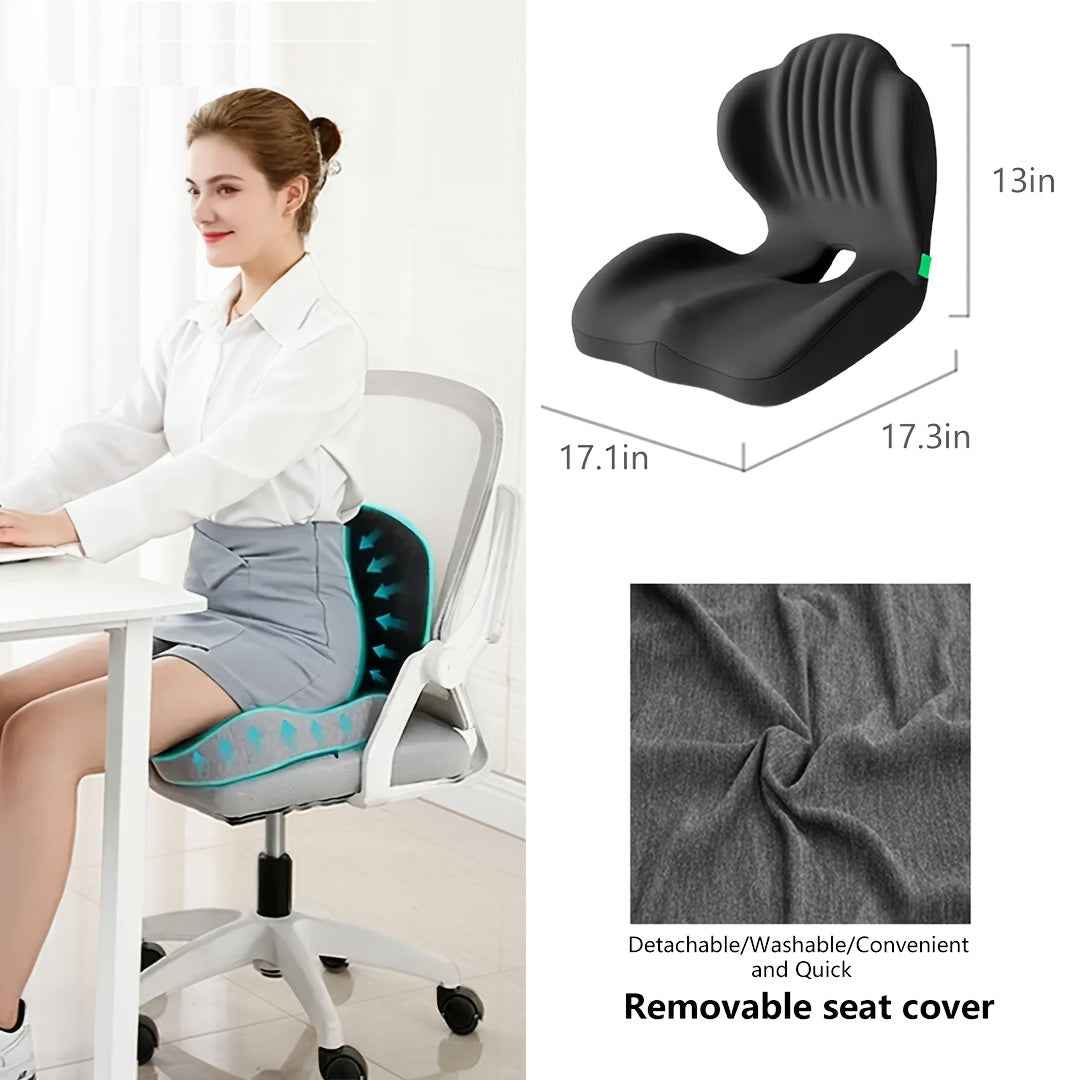 Memory Foam Integrated Seat Cushion, Ergonomically Designed, Raised Back, Hollow And Breathable, Office Chair Cushion, Buttock Cushion, Suitable for Various Scenarios