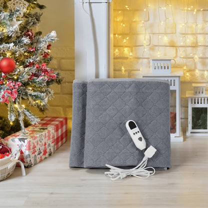 Extra Large Electric Heating Pad 63"x31.5" with Remote Control - 9 Adjustable Heat Levels, 4 Timer Settings, Quick Heating, Machine Washable, for Bed Massage Table Camping Sleeping Bag, Gray & Brown