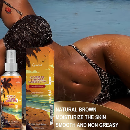 Self Tanning Spray with Coconut Oil 100ml Sunless Tanner for Natural Bronze Glow - Sun-Kissed Complexion Indoor Self Tan Hydrating Nourishing Portable Spray for Women and Men