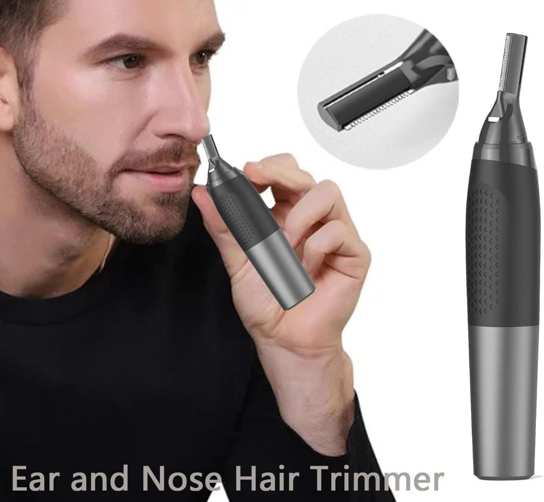 Rechargeable Eyebrow & Nose Ear Hair Trimmer for Men – Electric Detail Trimmer for Neckline Sideburns Eyebrows & Ear Hair, Cordless Grooming Tool for Men's Facial Hair, Grey