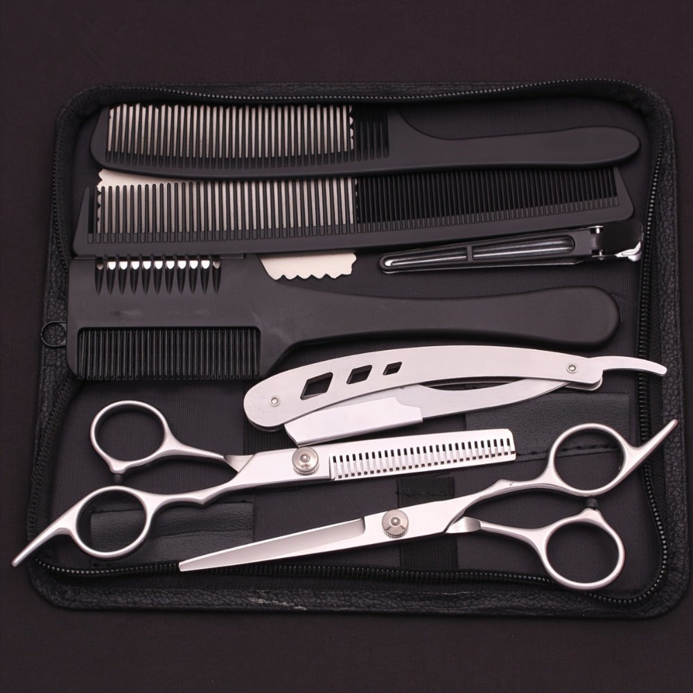 Professional Hair Cutting Scissors & Thinning Shears Set 6.0 Inch - 4CR Stainless Steel 62HRC, 20-30% Thinning Rate, Hairdressing Comb & Razor Included, Salon & Home Use for Stylists
